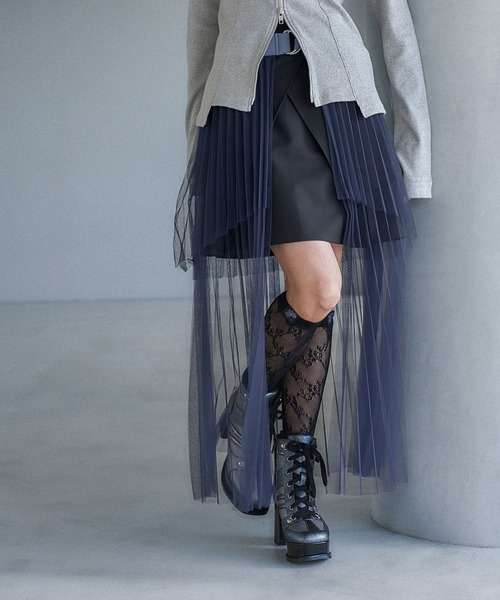 HARE（ハレ）の「2Pシアープリーツスカートツキワンピース(HARE)（ワンピース・レディース・ブルー/ブラック・FREE）」の18枚目の写真