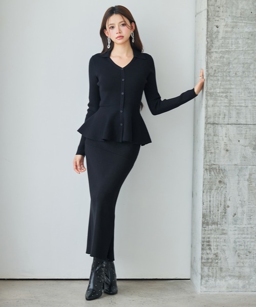 レディース スキッパーペプラムニット プルオーバー ハイゲージ きれい