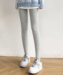 DAY CLOSET | 【裏起毛ボア/ハイウエスト/全周ゴム】あったか切り替えリブニットレギンス レディース(スラックス)