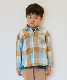 kladskap | 電車刺しゅう長袖チェックシャツ(シャツ/ブラウス)