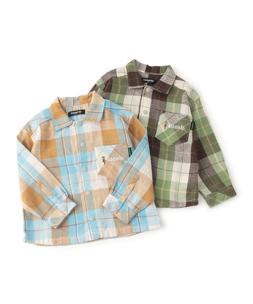 kladskap（クレードスコープ）の「電車刺しゅう長袖チェックシャツ（シャツ/ブラウス・キッズ・カーキ/サックスブルー・90cm/110cm/100cm/130cm）」の9枚目の写真