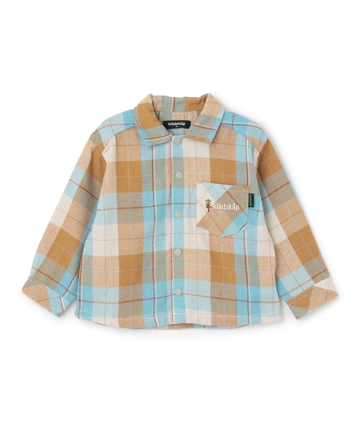 kladskap（クレードスコープ）の「電車刺しゅう長袖チェックシャツ（シャツ/ブラウス・キッズ・カーキ/サックスブルー・90cm/110cm/100cm/130cm）」の10枚目の写真