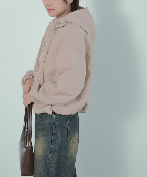 H.TOKYO（エイチトウキョウ）の「ショート丈 ナイロンジップアップジャケット（ブルゾン・レディース・ベージュ/ブラック・FREE）」の17枚目の写真