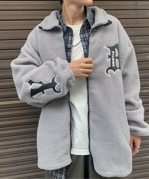 link lot(リンクロット)の「ボアフリースワッペン付きスタンドジャケット(ブルゾン・メンズ・ブラック/グレー・M/L)」の14枚目の写真