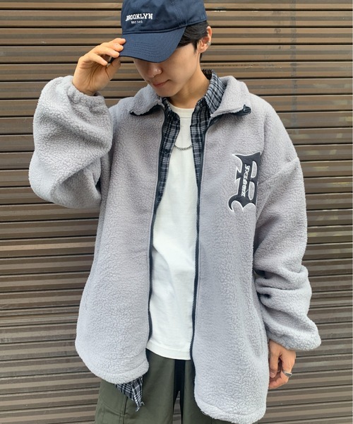 link lot(リンクロット)の「ボアフリースワッペン付きスタンドジャケット(ブルゾン・メンズ・ブラック/グレー・M/L)」の15枚目の写真
