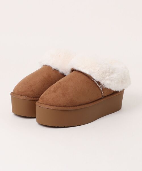 moz（モズ）の「【MOZ】厚底ファーブーツ（ブーツ・レディース・ブラック/キャメル/アイボリー・M/S/LL/L）」の3枚目の写真