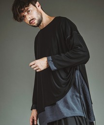 【NO ID.】Layered Crew-Neck Big Pullover / レイヤード クルーネック ビッグ プルオーバー