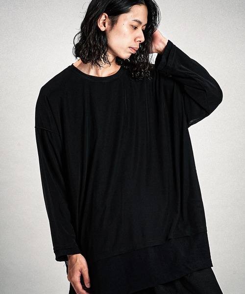 NO ID.】Layered Crew-Neck Big Pullover / レイヤード クルーネック