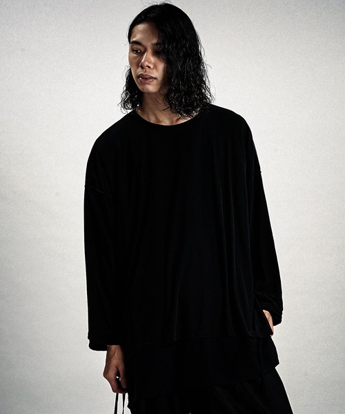 NO ID.(ノーアイディ)の「【NO ID.】Layered Crew-Neck Big Pullover / レイヤード クルーネック ビッグ プルオーバー(Tシャツ/カットソー・メンズ・グレー/その他23/ブラック・ONE SIZE)」の10枚目の写真