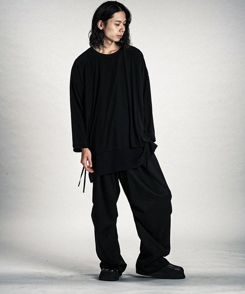 NO ID.(ノーアイディ)の「【NO ID.】Layered Crew-Neck Big Pullover / レイヤード クルーネック ビッグ プルオーバー(Tシャツ/カットソー・メンズ・グレー/その他23/ブラック・ONE SIZE)」の8枚目の写真
