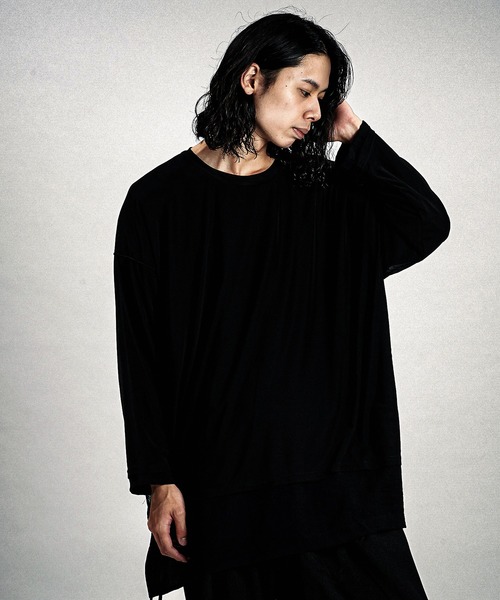 NO ID.(ノーアイディ)の「【NO ID.】Layered Crew-Neck Big Pullover / レイヤード クルーネック ビッグ プルオーバー(Tシャツ/カットソー・メンズ・グレー/その他23/ブラック・ONE SIZE)」の12枚目の写真