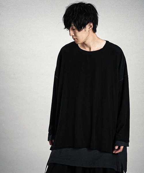 NO ID.(ノーアイディ)の「【NO ID.】Layered Crew-Neck Big Pullover / レイヤード クルーネック ビッグ プルオーバー(Tシャツ/カットソー・メンズ・グレー/その他23/ブラック・ONE SIZE)」の13枚目の写真