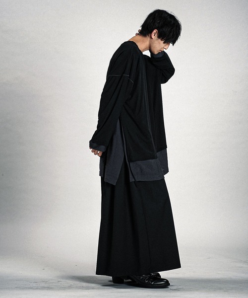 NO ID.(ノーアイディ)の「【NO ID.】Layered Crew-Neck Big Pullover / レイヤード クルーネック ビッグ プルオーバー(Tシャツ/カットソー・メンズ・グレー/その他23/ブラック・ONE SIZE)」の15枚目の写真