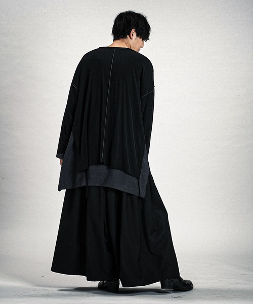 NO ID.(ノーアイディ)の「【NO ID.】Layered Crew-Neck Big Pullover / レイヤード クルーネック ビッグ プルオーバー(Tシャツ/カットソー・メンズ・グレー/その他23/ブラック・ONE SIZE)」の18枚目の写真