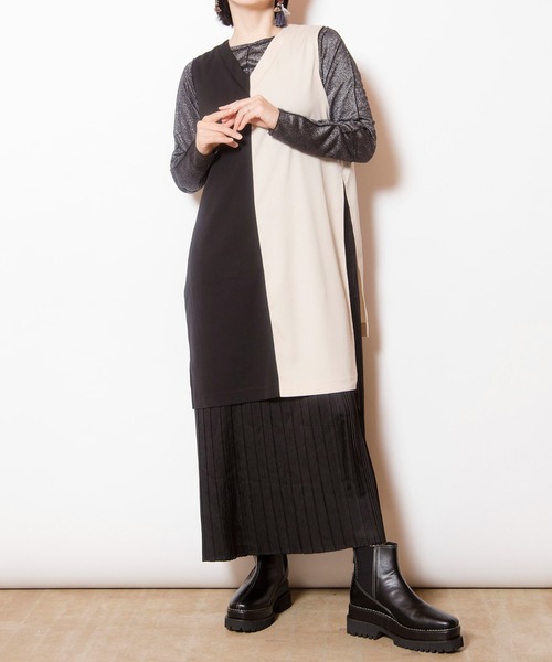 OSMOSIS(オズモーシス)の「2WAYレイヤードプリーツワンピース(ワンピース・レディース・その他/ブラック/ライトグレー・ONE SIZE)」の6枚目の写真