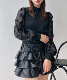 AS KNOW AS plus（アズノゥアズプラス）の「♪アソートデザイン 花柄シアープルオーバー(プチハイネック・クルーネック）（Tシャツ/カットソー）」