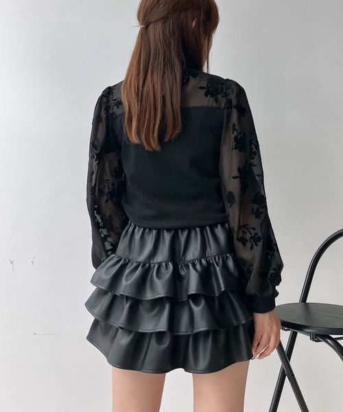 AS KNOW AS plus(アズノゥアズプラス)の「♪アソートデザイン 花柄シアープルオーバー(プチハイネック・クルーネック)(Tシャツ/カットソー・レディース・ブラック系/ブラック系1・FREE)」の8枚目の写真