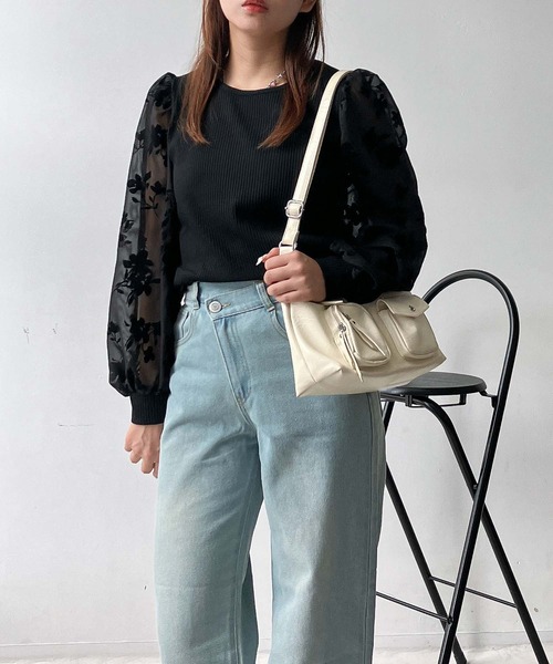 AS KNOW AS plus(アズノゥアズプラス)の「♪アソートデザイン 花柄シアープルオーバー(プチハイネック・クルーネック)(Tシャツ/カットソー・レディース・ブラック系/ブラック系1・FREE)」の14枚目の写真