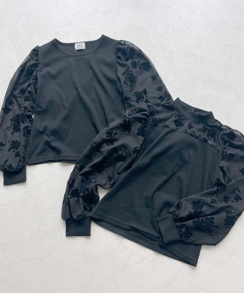AS KNOW AS plus(アズノゥアズプラス)の「♪アソートデザイン 花柄シアープルオーバー(プチハイネック・クルーネック)(Tシャツ/カットソー・レディース・ブラック系/ブラック系1・FREE)」の15枚目の写真