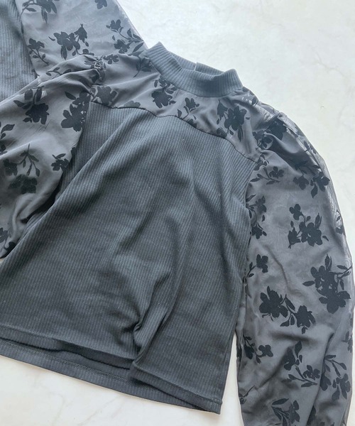 AS KNOW AS plus(アズノゥアズプラス)の「♪アソートデザイン 花柄シアープルオーバー(プチハイネック・クルーネック)(Tシャツ/カットソー・レディース・ブラック系/ブラック系1・FREE)」の16枚目の写真
