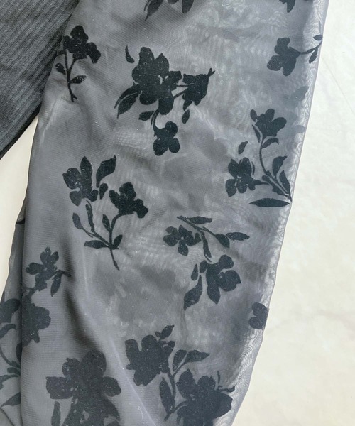 AS KNOW AS plus(アズノゥアズプラス)の「♪アソートデザイン 花柄シアープルオーバー(プチハイネック・クルーネック)(Tシャツ/カットソー・レディース・ブラック系/ブラック系1・FREE)」の18枚目の写真