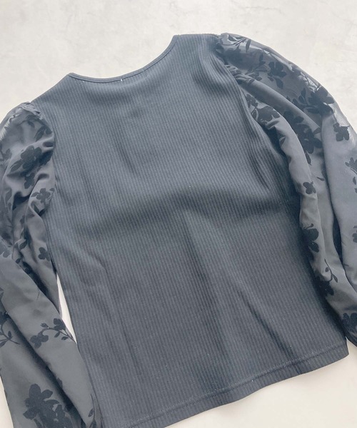AS KNOW AS plus(アズノゥアズプラス)の「♪アソートデザイン 花柄シアープルオーバー(プチハイネック・クルーネック)(Tシャツ/カットソー・レディース・ブラック系/ブラック系1・FREE)」の20枚目の写真