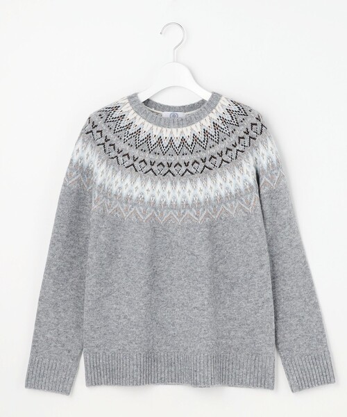 J.PRESS(ジェイプレス)の「FAIR ISLE ラウンドネック ニット(ニット/セーター・レディース・ライトグレー系/ホワイト系/ネイビー系・LARGE/MEDIUM)」の11枚目の写真