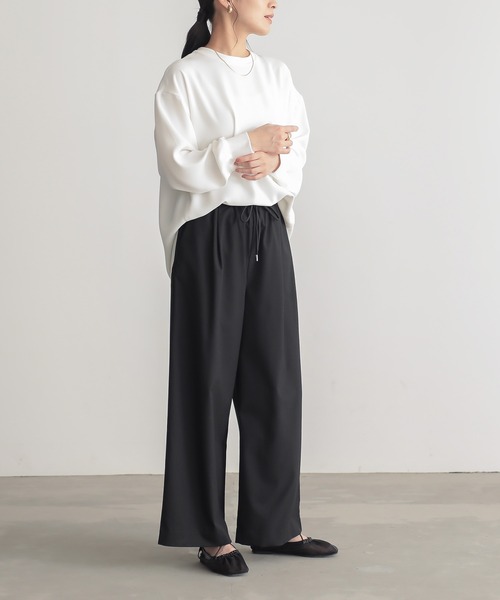 for/c(フォーシー)の「ジョーゼットきれいめカジュアルロングスリーブブラウス【サスティナブル】(Tシャツ/カットソー・レディース・ブラック/オフホワイト・M/L)」の10枚目の写真