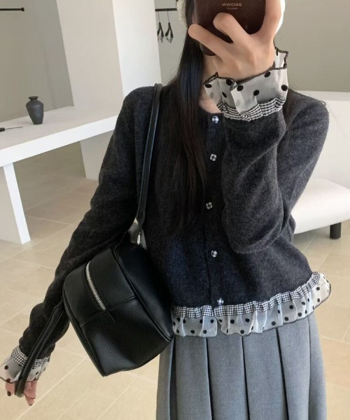 red valentino ドットチュール ボンバージャケット カーディガン