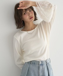 earth music&ecology | 【吸湿発熱】あったかフェミニンインナー（袖レース）(Tシャツ/カットソー)