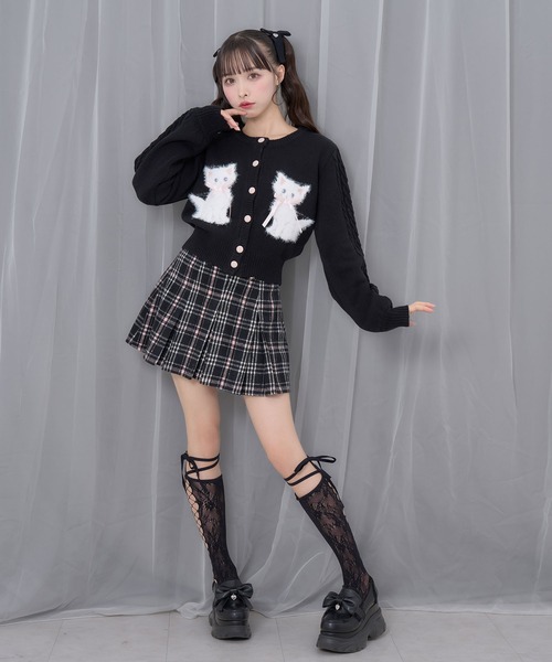 セール】ハートボタンボックスプリーツミニスカート（スカート