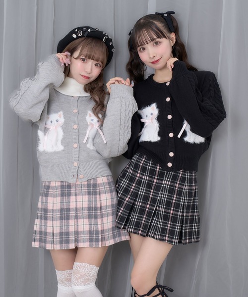 セール】ハートボタンボックスプリーツミニスカート（スカート