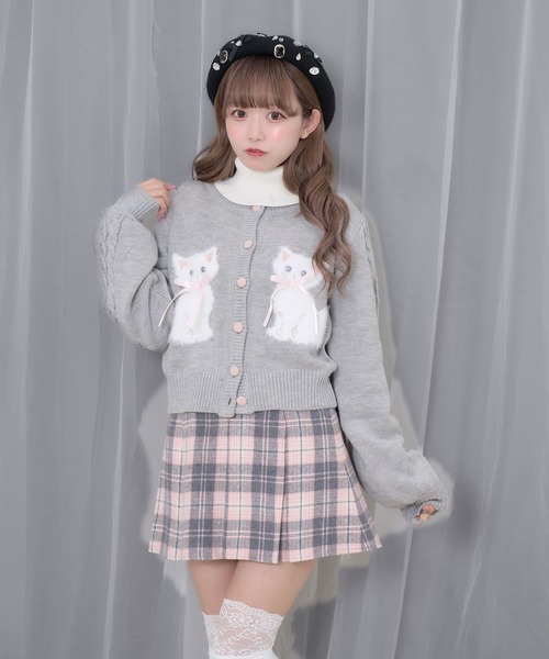 Honey Cinnamon(ハニーシナモン)の「ハートボタンボックスプリーツミニスカート(スカート・レディース・ブラック/グレー・FREE)」の16枚目の写真