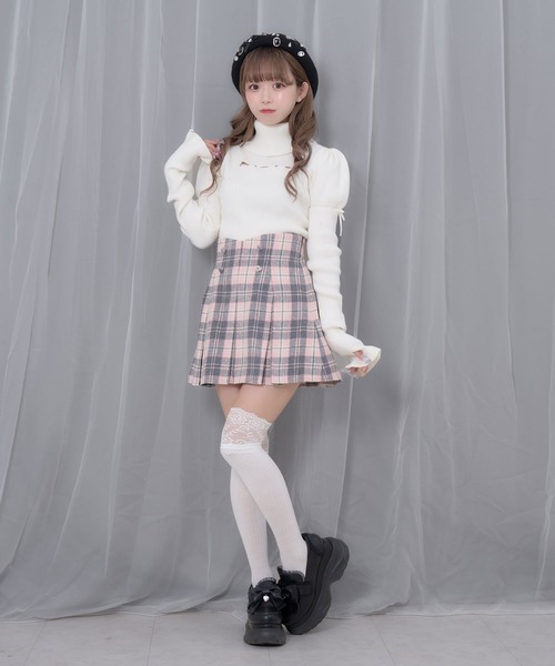 Honey Cinnamon(ハニーシナモン)の「ハートボタンボックスプリーツミニスカート(スカート・レディース・ブラック/グレー・FREE)」の15枚目の写真