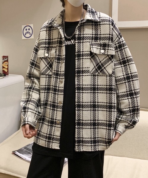 SHEPP(シープ)の「オーバーサイズチェックジャケット(その他アウター・メンズ・ホワイト/ブラック・M/L)」の20枚目の写真