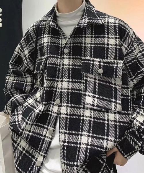 SHEPP(シープ)の「オーバーサイズチェックジャケット(その他アウター・メンズ・ホワイト/ブラック・M/L)」の16枚目の写真