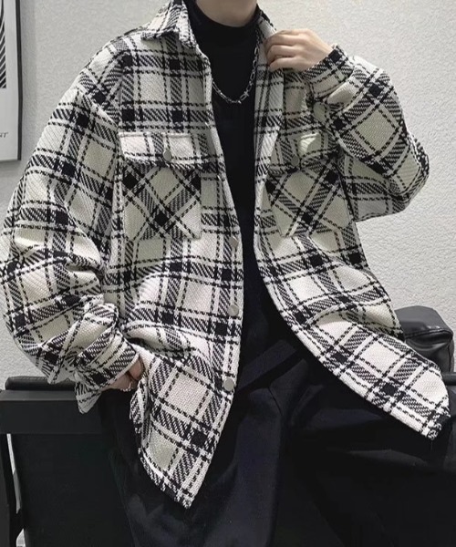 SHEPP(シープ)の「オーバーサイズチェックジャケット(その他アウター・メンズ・ホワイト/ブラック・M/L)」の17枚目の写真