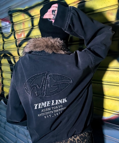 A'GEM/9 × .kom 『A'gem/エージェム』ファー付デニムスタンド