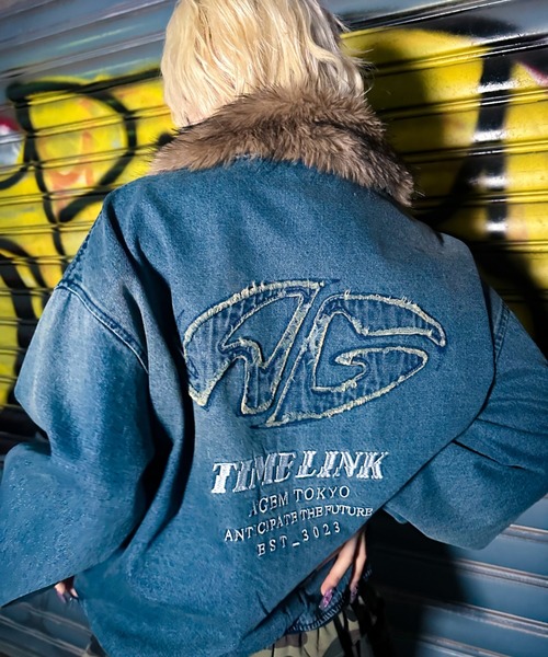 A'GEM/9 × .kom 『A'gem/エージェム』ファー付デニムスタンド