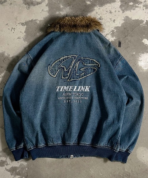 A'GEM/9 × .kom 『A'gem/エージェム』ファー付デニムスタンド