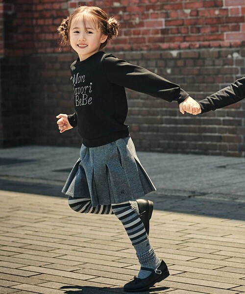 BeBe（ベベ）の「マルチボーダーレギンス+ショートルーズソックスセット(80~140cm)（レギンス/スパッツ・キッズ・グレー系その他/パープル系その他・XS/L/S/M）」の10枚目の写真