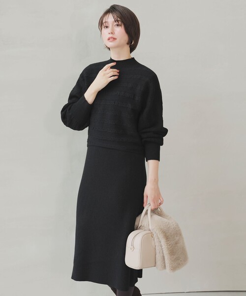ANY SIS(エニィスィス)の「【2SET】ニット ボレロ × ワンピース セット(ワンピース・レディース・スカイブルー系/ブラック系/グレー系・X-LARGE)」の1枚目の写真