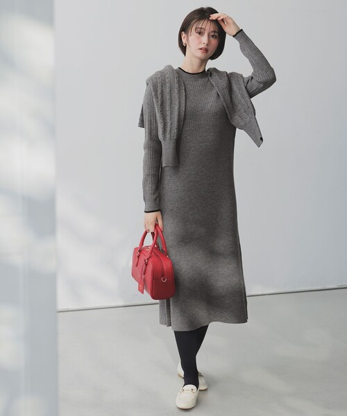 ANY SIS(エニィスィス)の「【2SET】ニット ボレロ × ワンピース セット(ワンピース・レディース・スカイブルー系/ブラック系/グレー系・X-LARGE)」の11枚目の写真