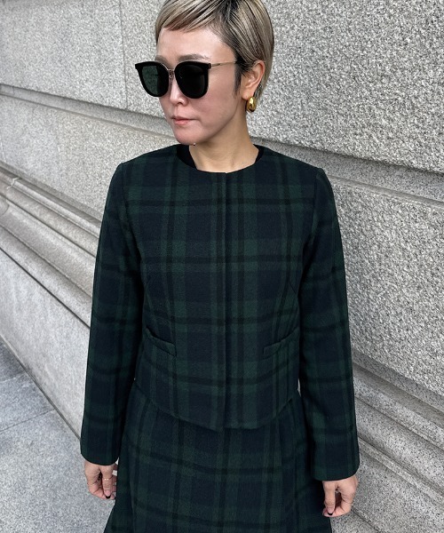 JENNE(ジェンヌ)の「JENNEチェックジャケット(その他アウター・レディース・ネイビー/ブラック・LARGE/MEDIUM/SMALL)」の1枚目の写真