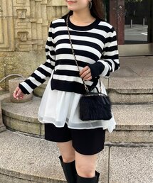 prose verse | 裾オーガンジーペプラムドッキングニット(ニット/セーター)