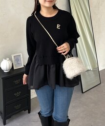 prose verse | 裾オーガンジーペプラムドッキングニット(ニット/セーター)