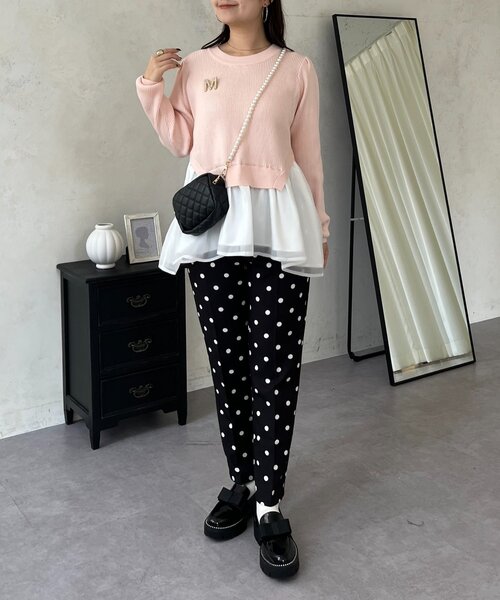 prose verse（プロズヴェール）の「裾オーガンジーペプラムドッキングニット（ニット/セーター・レディース・ブラック/ホワイト系その他/ピンク・MEDIUM/LARGE）」の20枚目の写真