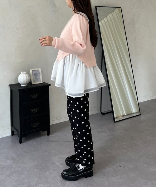 prose verse（プロズヴェール）の「裾オーガンジーペプラムドッキングニット（ニット/セーター・レディース・ブラック/ホワイト系その他/ピンク・MEDIUM/LARGE）」の21枚目の写真