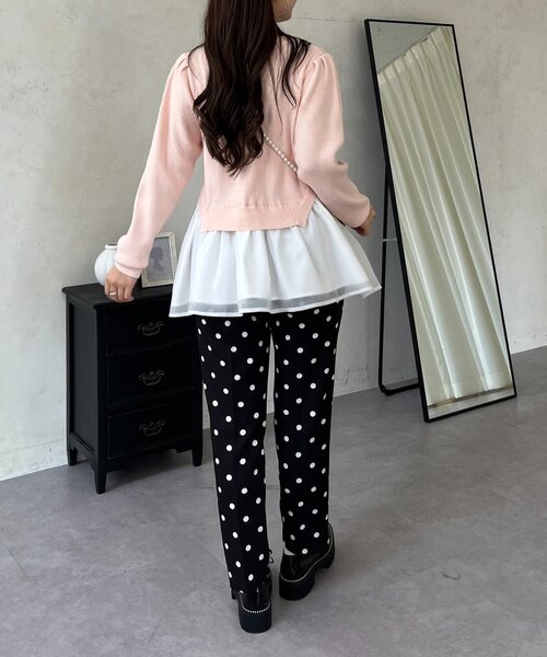 prose verse（プロズヴェール）の「裾オーガンジーペプラムドッキングニット（ニット/セーター・レディース・ブラック/ホワイト系その他/ピンク・MEDIUM/LARGE）」の22枚目の写真