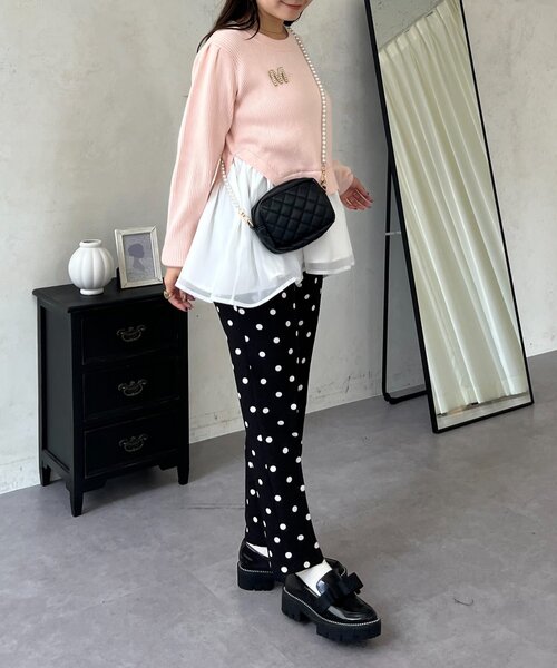 prose verse（プロズヴェール）の「裾オーガンジーペプラムドッキングニット（ニット/セーター・レディース・ブラック/ホワイト系その他/ピンク・MEDIUM/LARGE）」の12枚目の写真